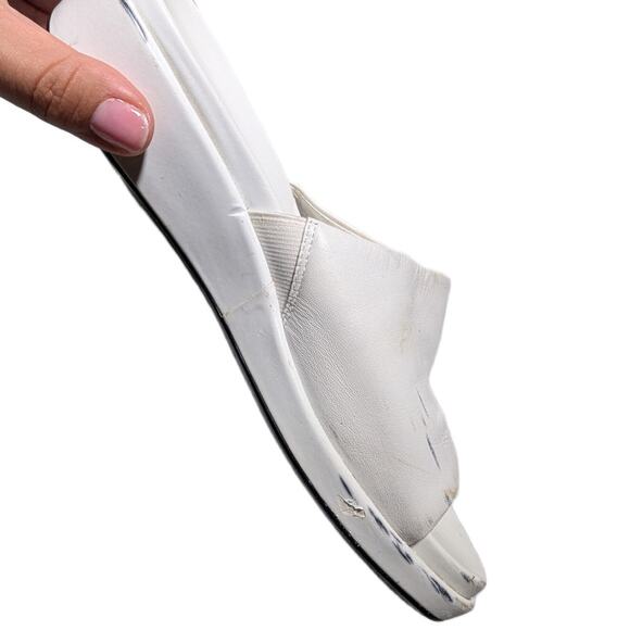 Vtg Y2K Nine West White Leather Toe Loop Low Wedge Summer Slide Sandals Sz 5.5 - Picture 5 of 10